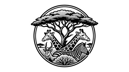 Black and white giraffe zebra illustration. © Desi