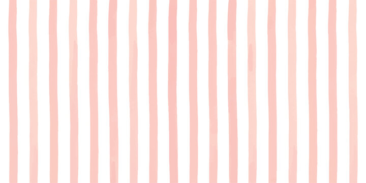 Soft pink watercolor vertical stripes pattern painted on paper