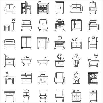 Diverse collection of furniture floor plans and sketches