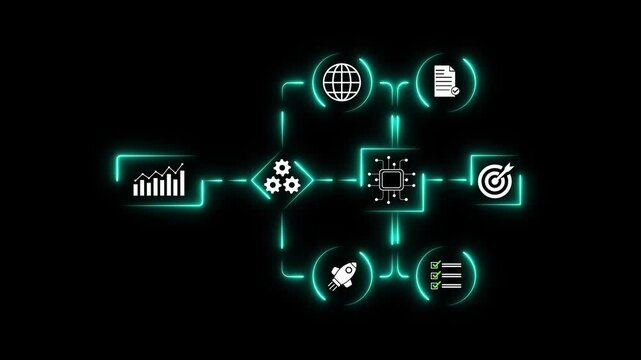 Professional entrepreneur businessman using ai artificial intelligence improve business workflow flowchart diagram system algorithm project management planning strategy data analysis laptop streamline