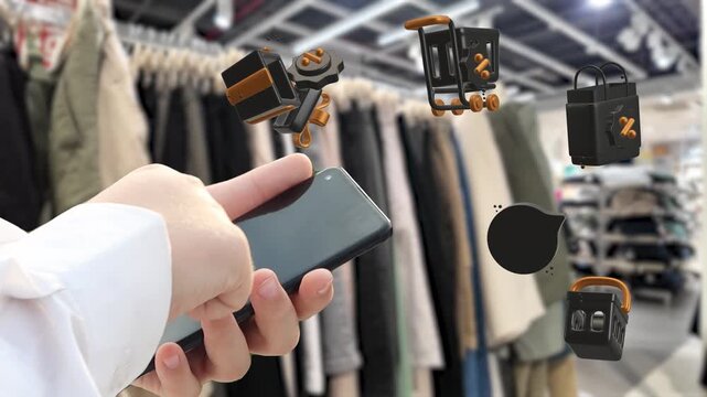 Omni channel technology of online retail business method. Multichannel marketing on social media network platform offer service of internet payment channel, online retail shopping and omni digital app