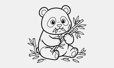 Fototapeta premium Baby panda holding bamboo cute baby animal illustration