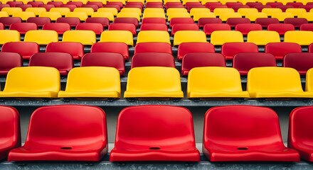 Obraz premium Vibrant Red and Yellow Stadium Seating Perfect for Sports Events
