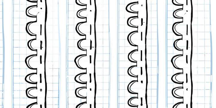 Letter like shapes black line drawing on lined paper