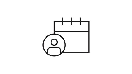Calendar icon with user profile portrait for appointment scheduling and management. © Motion expert