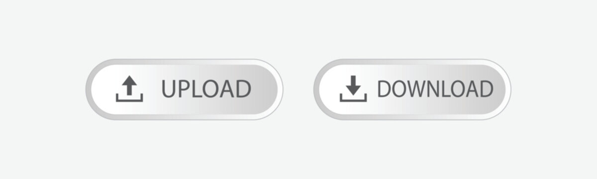 upload and download button icon set for web design, modern buttons for app, website,