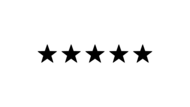 Five gray stars Five star rating animation, minimalist black stars symbol for customer feedback and review systems . Five stars rating icon customer satisfaction icon concept Special with rating star 