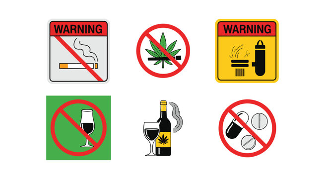 say no to drugs alcohol and tobacco alcohol, smoking concept icon Stock Vector Image & Art No smoking cigarettes no alcohol