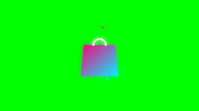 Vibrant gradient shopping bag icon representing e commerce digital commerce marketing retail activities and consumer purchasing habits used for internet buying and selling platforms across