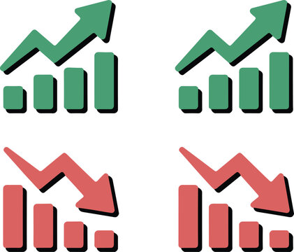 Up and down arrow charts with bar graphs