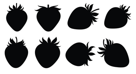 Strawberry Silhouette Shapes On White Background berry © Foaje512