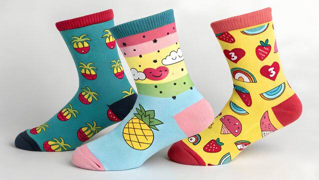 colorful socks on a white background