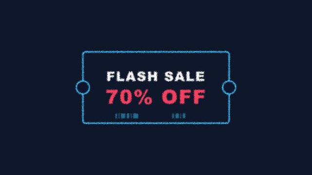 Neon Flash Sale Banner Featuring Seventy Percent Off Promotional Text Offering Huge Price Reductions During Shopping Events For Customers Seeking Best Market Deals And Savings Within Commercial