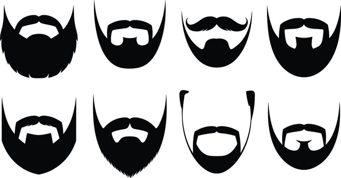 Black bearded man face styles collection