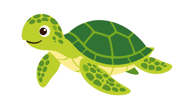 Cute green sea turtle cartoon vector illustration