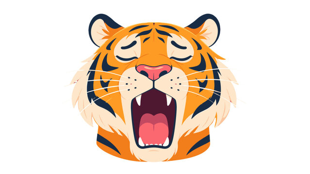 Yawning tiger face vector illustration isolated on white
