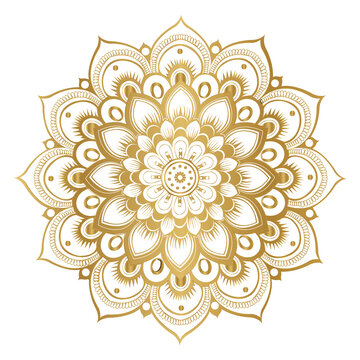 Stylized Golden Lotus Flower Mandala Graphic