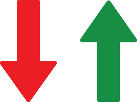 Red arrow pointing down and green arrow pointing up
