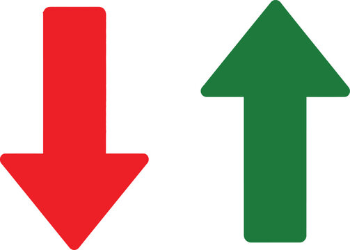 Red arrow pointing down and green arrow pointing up