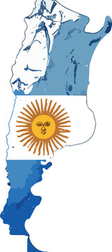 Argentina Map Vector Illustration with National Flag, Sun of May, Province Borders and Patriotic Blue White Design