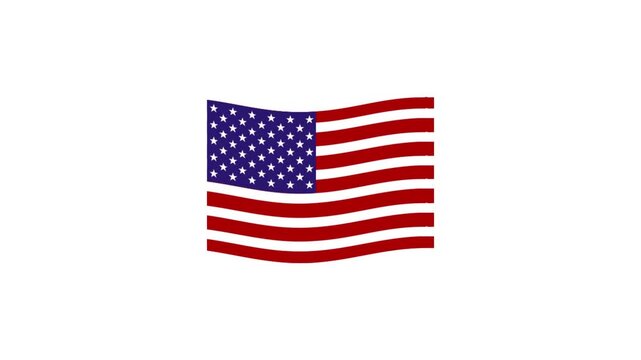 Animated Waving American Flag Flat Design on White Background Seamless Loop
