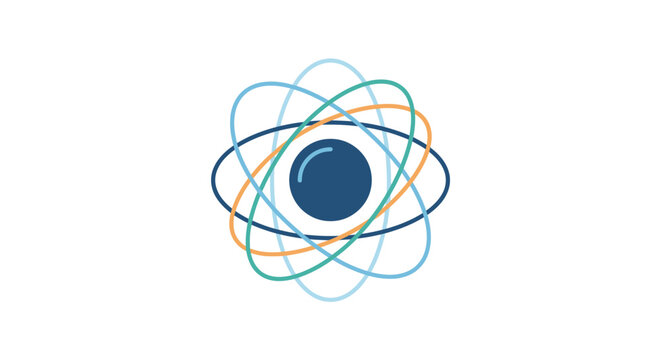 Abstract eye with orbital atomic rings science and vision icon