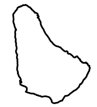 Barbados Bold Stroke Outline Map Country Silhouette Vector