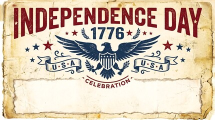 Obraz premium Vintage Retro Independence Day Poster Design with Patriotic Symbols