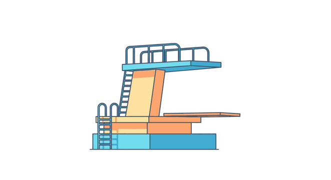 Modern Diving Board Platform with Ladder and Pool Edge