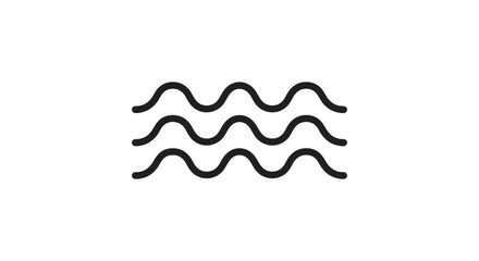 Fototapeta premium Wavy lines on white background simple black silhouette illustration