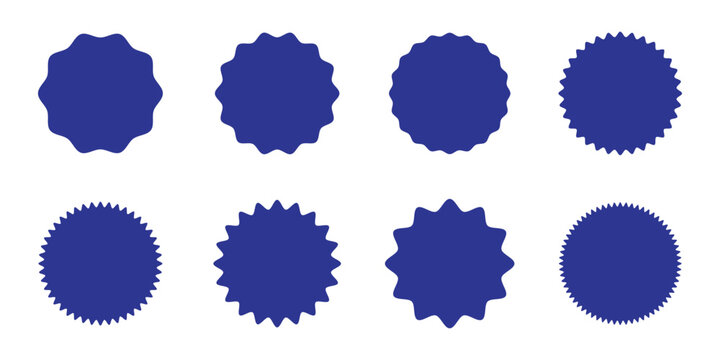 Set of big price sticker, sale or discount sticker, sunburst badges icon. Stars shape with different number of rays. blank sticker price tag discount label promo button empty special offer tag icon se