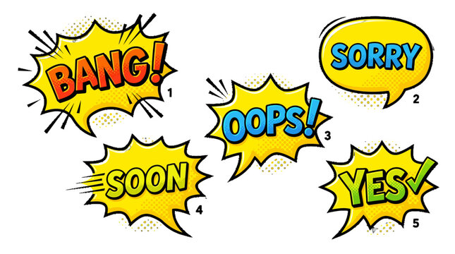 comic book speech bubbles with expressions