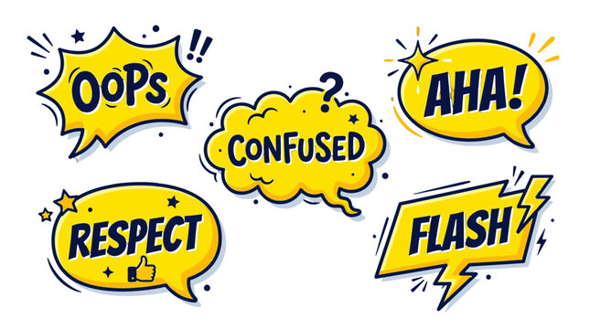 comic speech bubbles with emotions and reactions