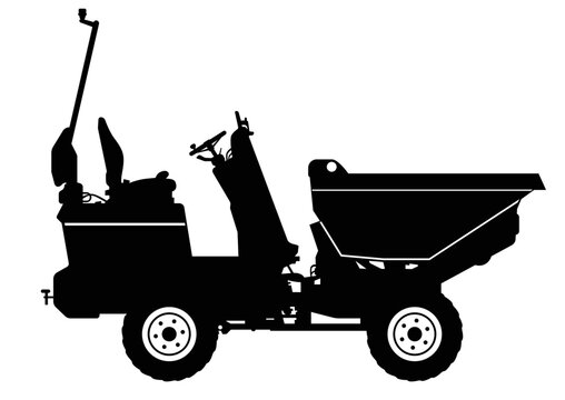 Silhouette of a small articulated dumper. Vector.