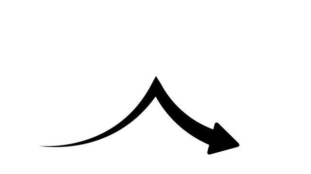animated thin arrow set with arrowheads and alpha channel icon animation.on a white background,with 4k video.