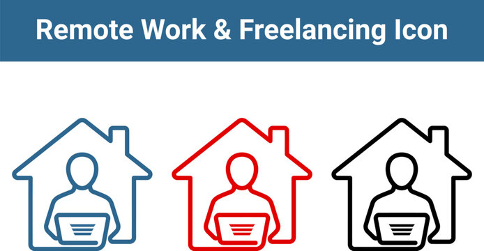 work from home remote work and freelancing icon set vector outline