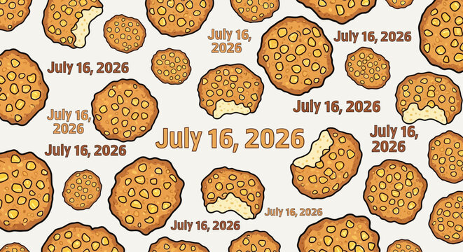 Vector illustration of cookie pattern with date text
