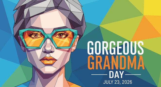 Geometric vector design of a gorgeous grandma