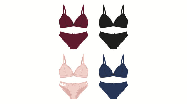 Collection of Four Lace Bralettes in Different Colors.