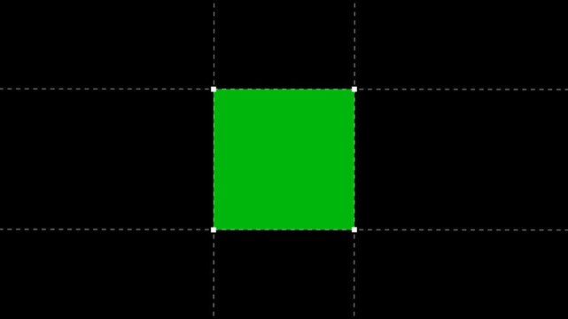 Animation Green Square with Guide Lines. Transparent background, 4K resolution. 