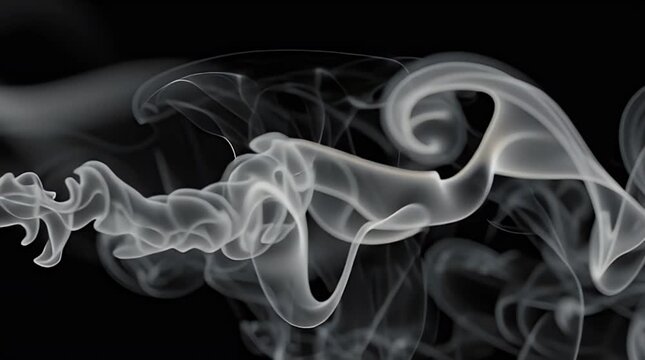 Smoke swirling on black background.