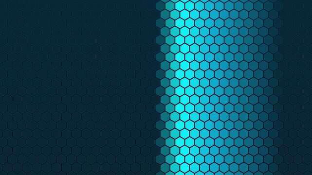 Abstract blue hexagon motion animation 4k background, with glowing light, sweep technology pattern