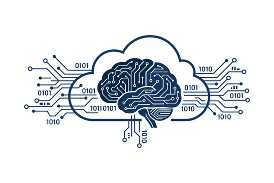 Cloud Artificial Intelligence Brain Technology Vector Illustration
