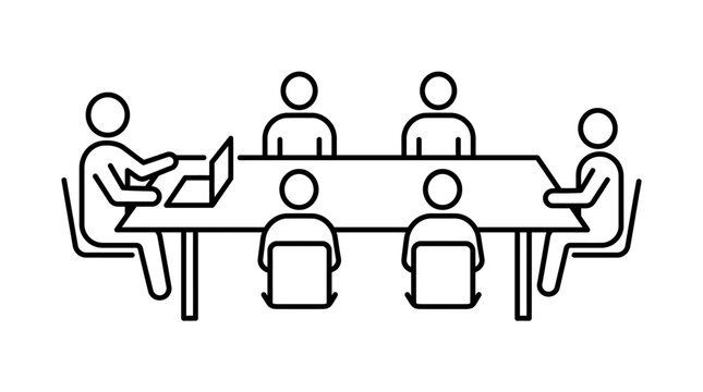 Minimalist Business Meeting Round Table Icon Vector.
