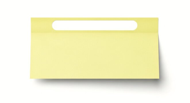 A yellow envelope with a transparent window positioned on a clean white background