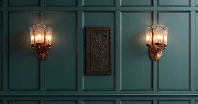 Vintage wall sconces with decorative panel