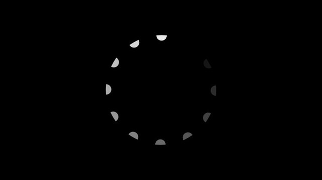 clock icon animation on black background. analog clock timer circle animated. 12 Hours Clock. Clock icon vector animation.with 4k video..