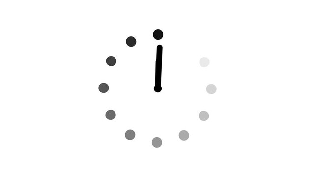 clock icon animation on White background. analog clock timer circle animated. 12 Hours Clock. Clock icon vector animation.with 4k video..