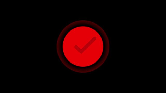 A clean minimalist check mark (tick mark) icon smoothly draws itself from left to right, followed by a subtle scale pop and soft glow pulse. The check mark appears 