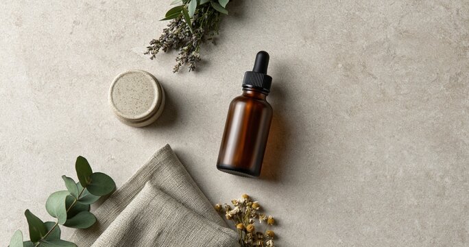 Natural skincare essentials with herbs